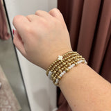 Pearl Beaded Cross Bracelet Set