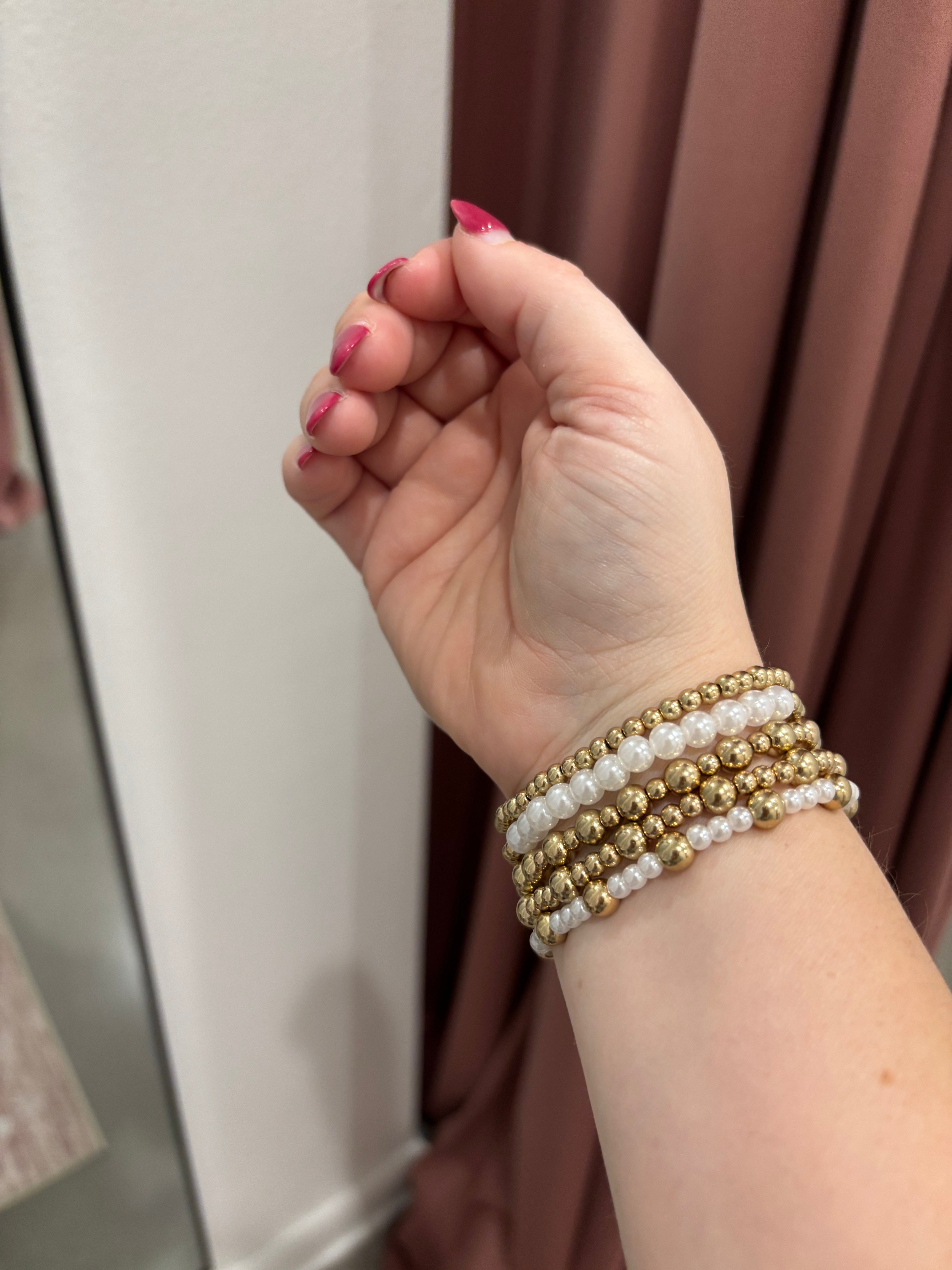 Pearl Beaded Cross Bracelet Set