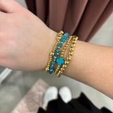 Boho Cross Beaded Bracelet Set | Turquoise
