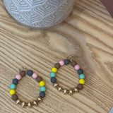 Clay Bead Hoop Earrings | Multi Colored