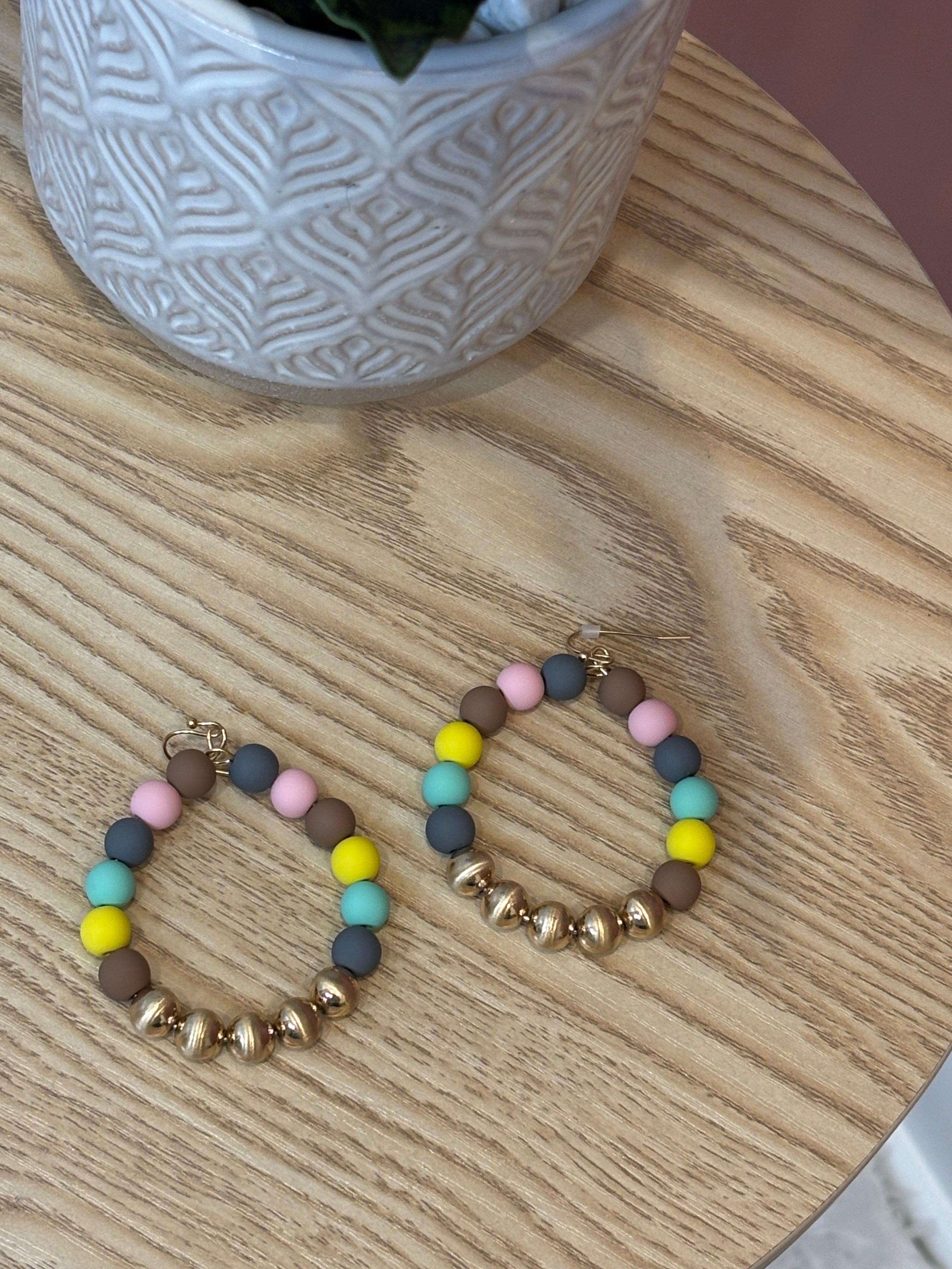 Clay Bead Hoop Earrings | Multi Colored