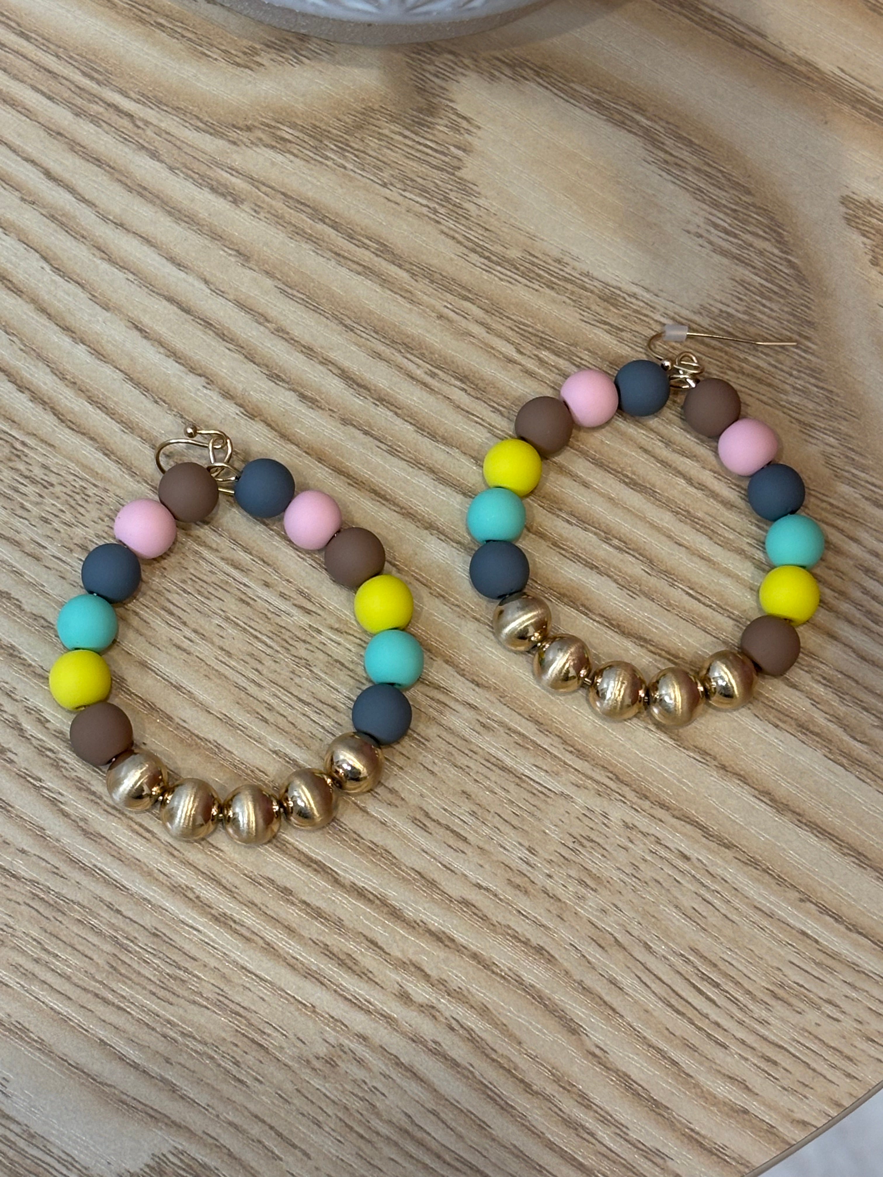 Clay Bead Hoop Earrings | Multi Colored