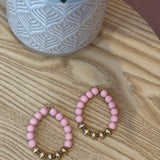 Clay Bead Hoop Earrings | Pink