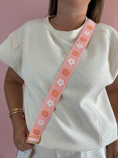 Pink floral hands free strap