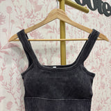 Ribbed Square Seamless Bralette | Ash Black