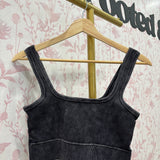 Ribbed Square Seamless Bralette | Ash Black