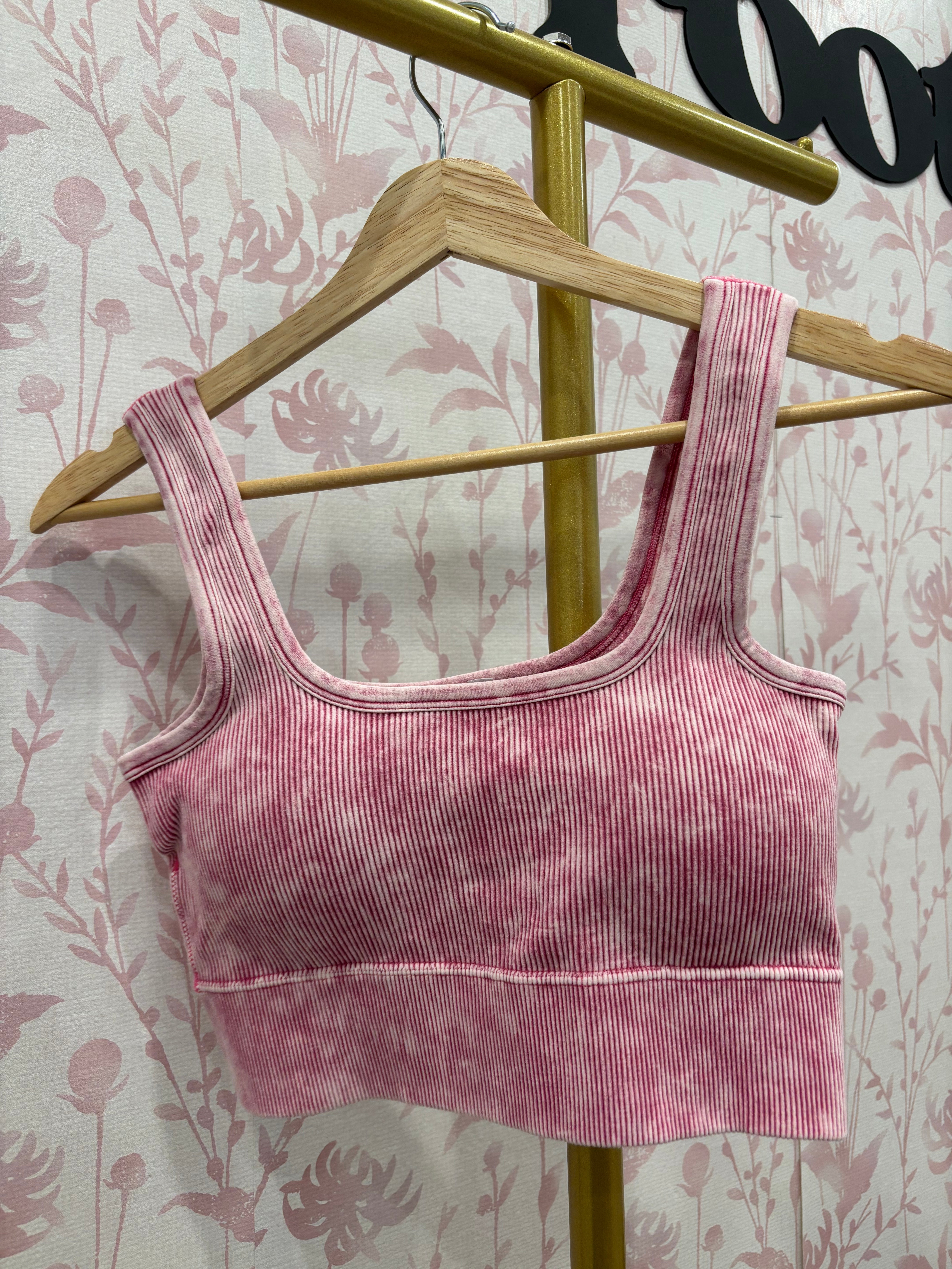 Ribbed Square Seamless Bralette | Ash Pink