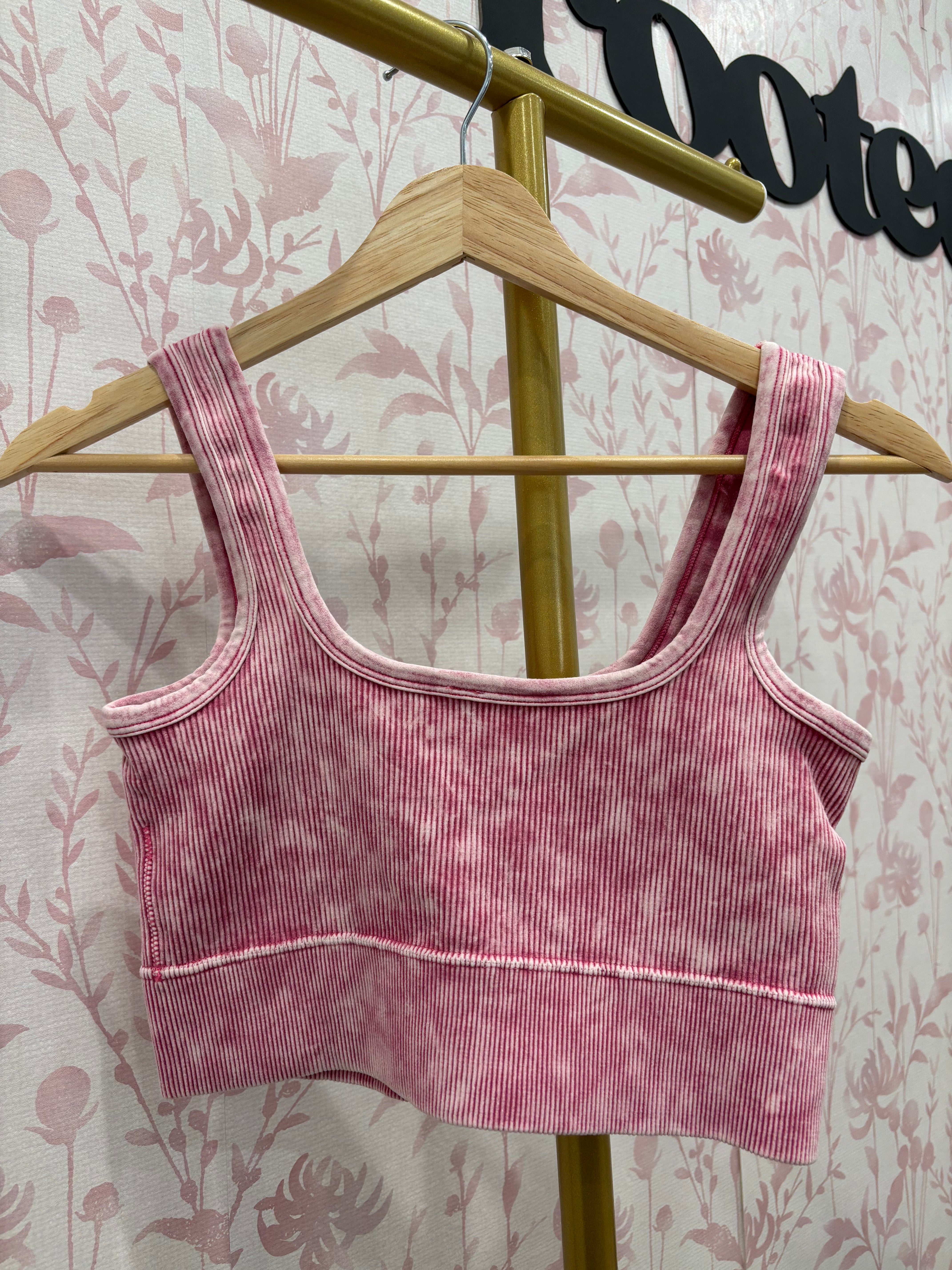 Ribbed Square Seamless Bralette | Ash Pink