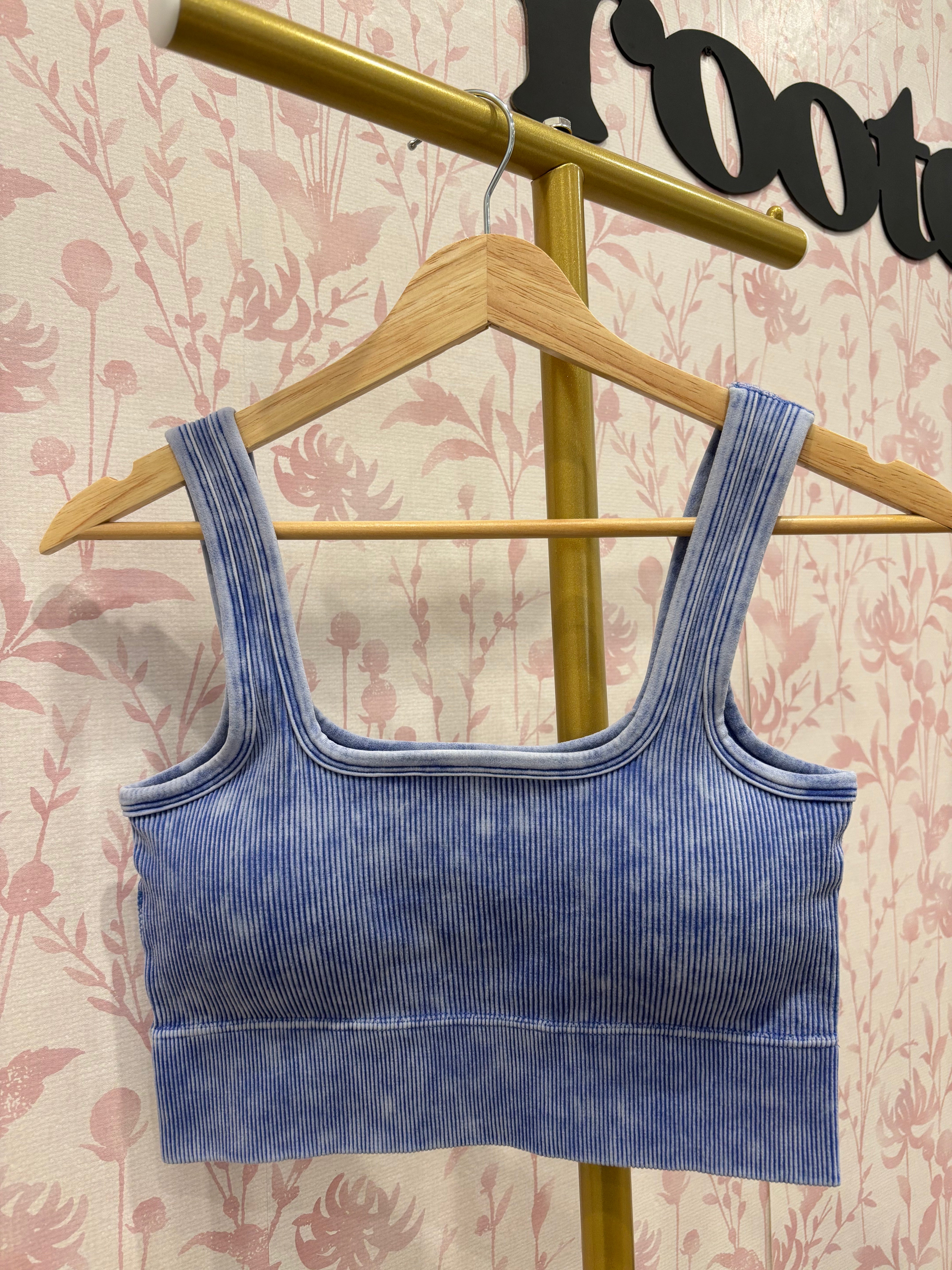 Ribbed Square Seamless Bralette | Indigo