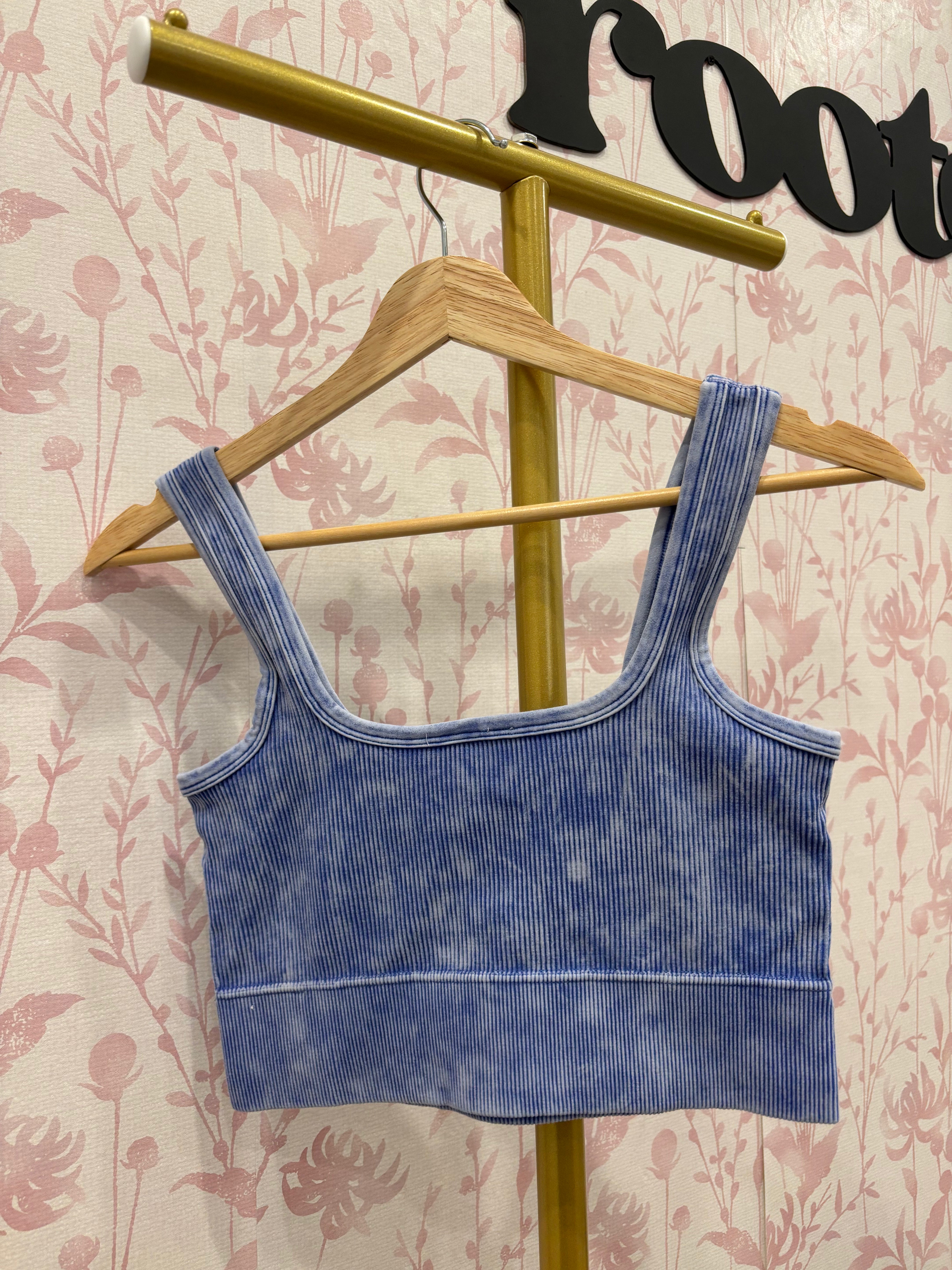 Ribbed Square Seamless Bralette | Indigo