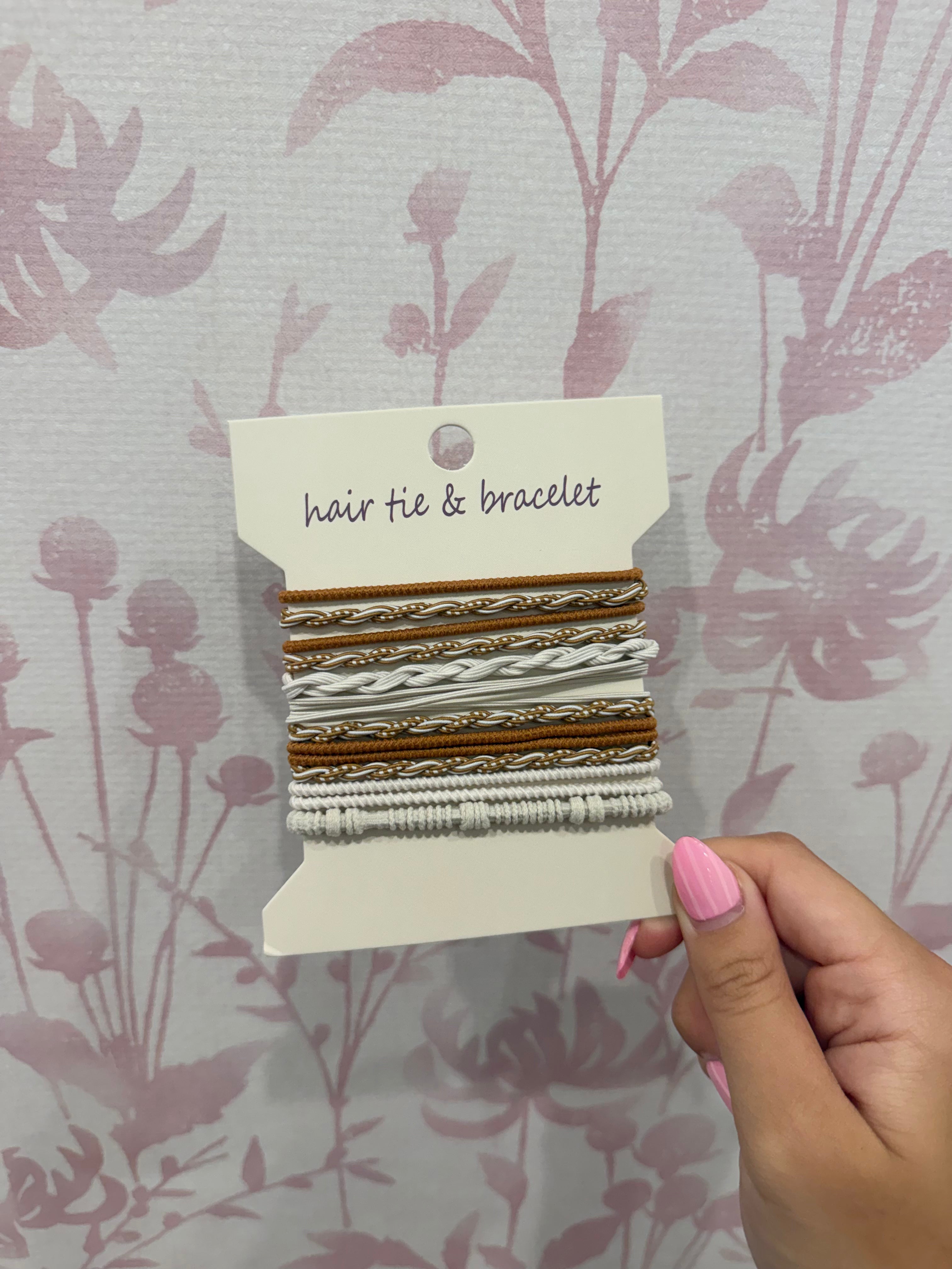 Boho Hair Tie Bracelet | Off White & Brown