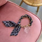 Gold Scarf Purse & Phone Chain | Grey Cheetah