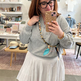 Gold Scarf Knotted Phone Chain | Blue & White