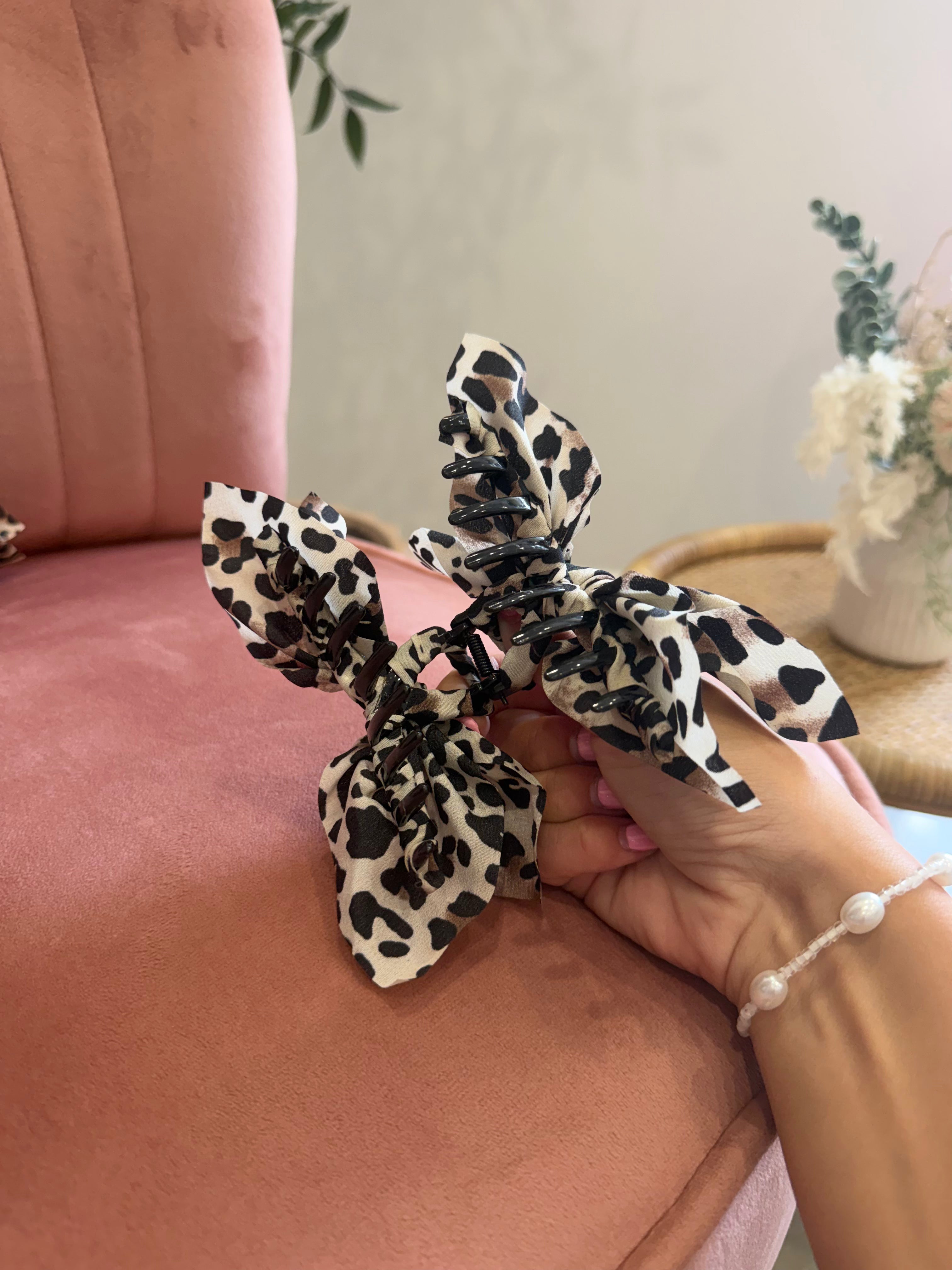 Animal Print Vintage Boho Hair Claw Clip | Off White