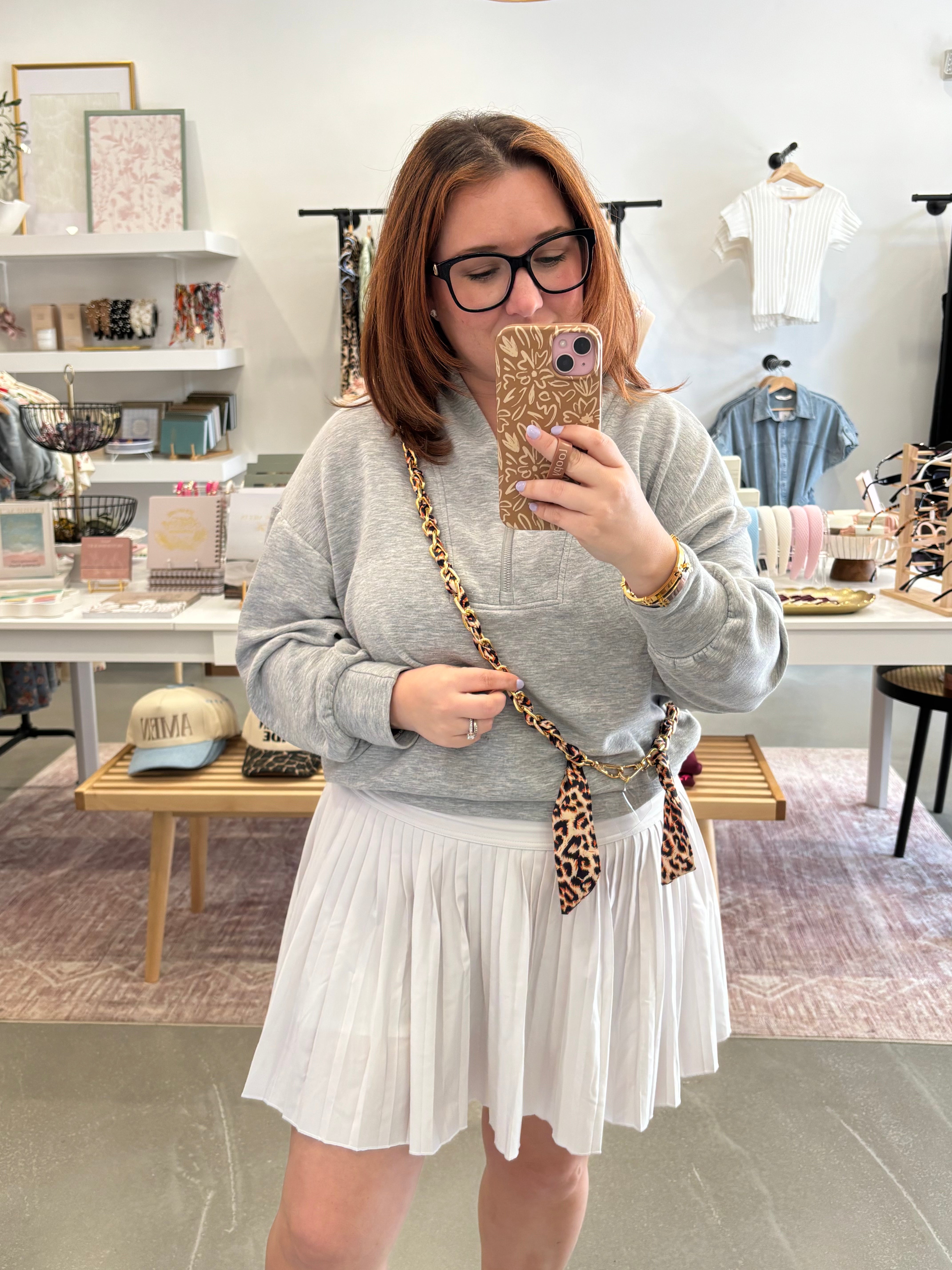 Gold Scarf Knotted Phone Chain | Cheetah Print