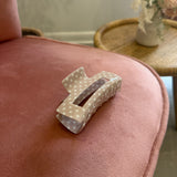 Polka Dot Claw Clip | Beige