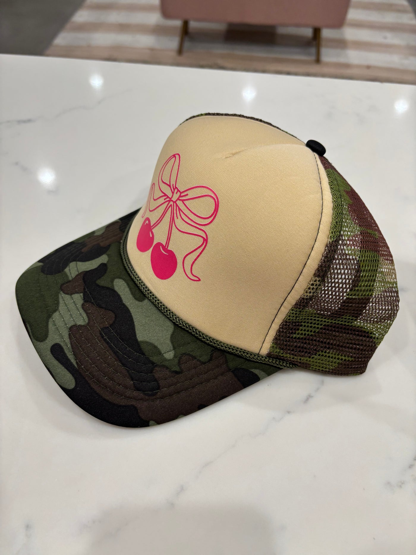 Bow Cherry Camouflage Trucker Hat