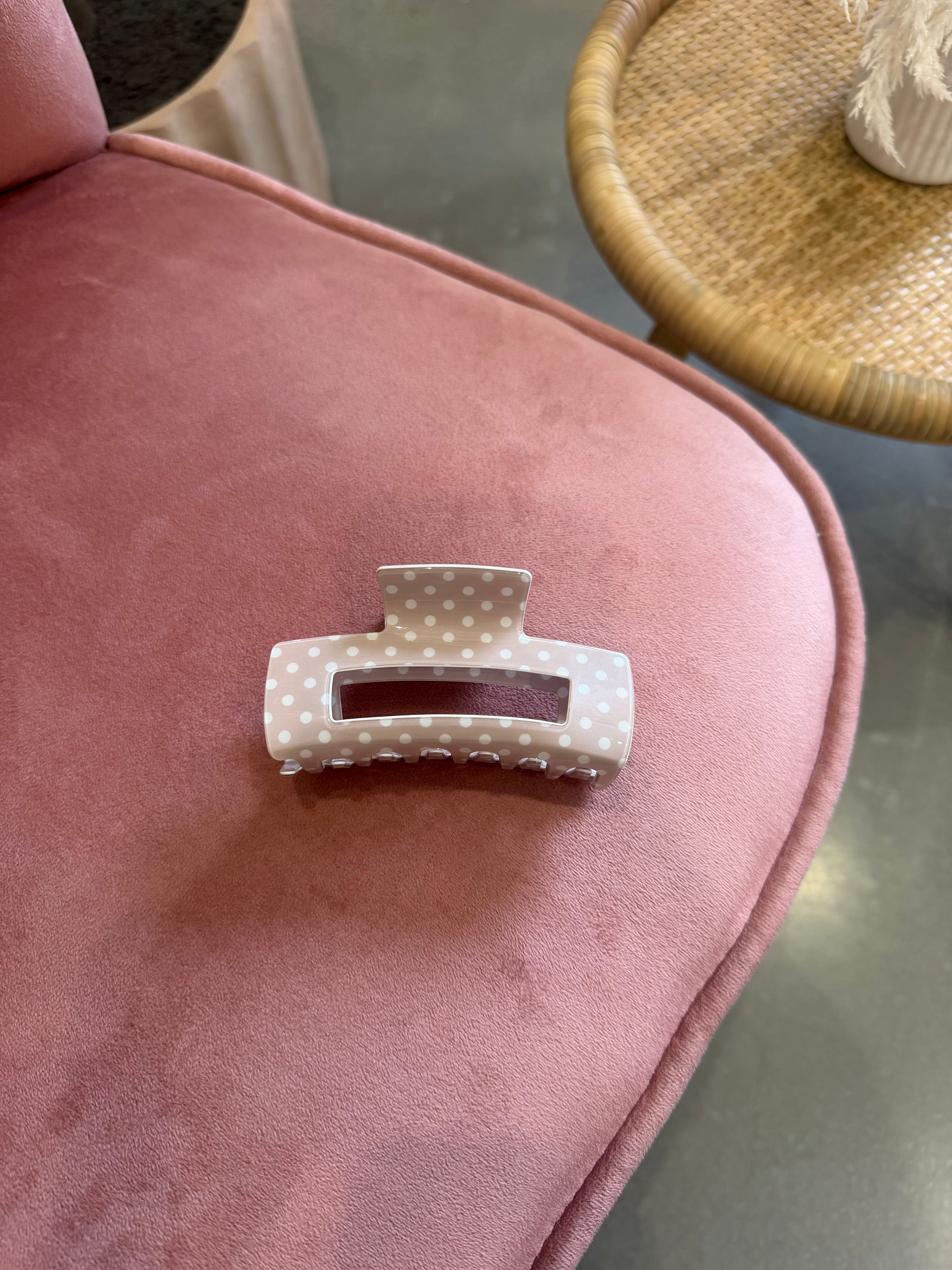 Polka Dot Claw Clip | Beige