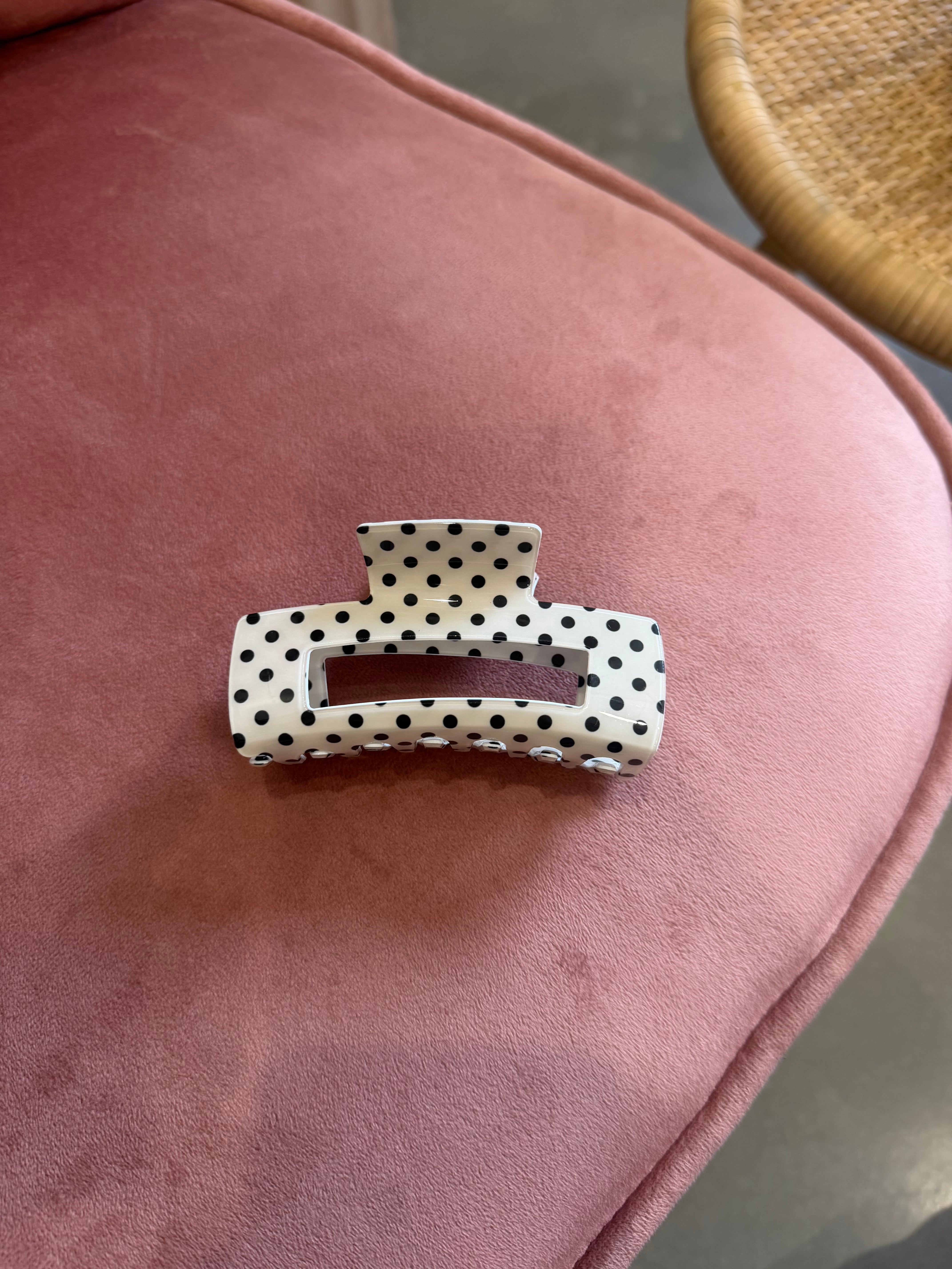 Polka Dot Claw Clip | Off White