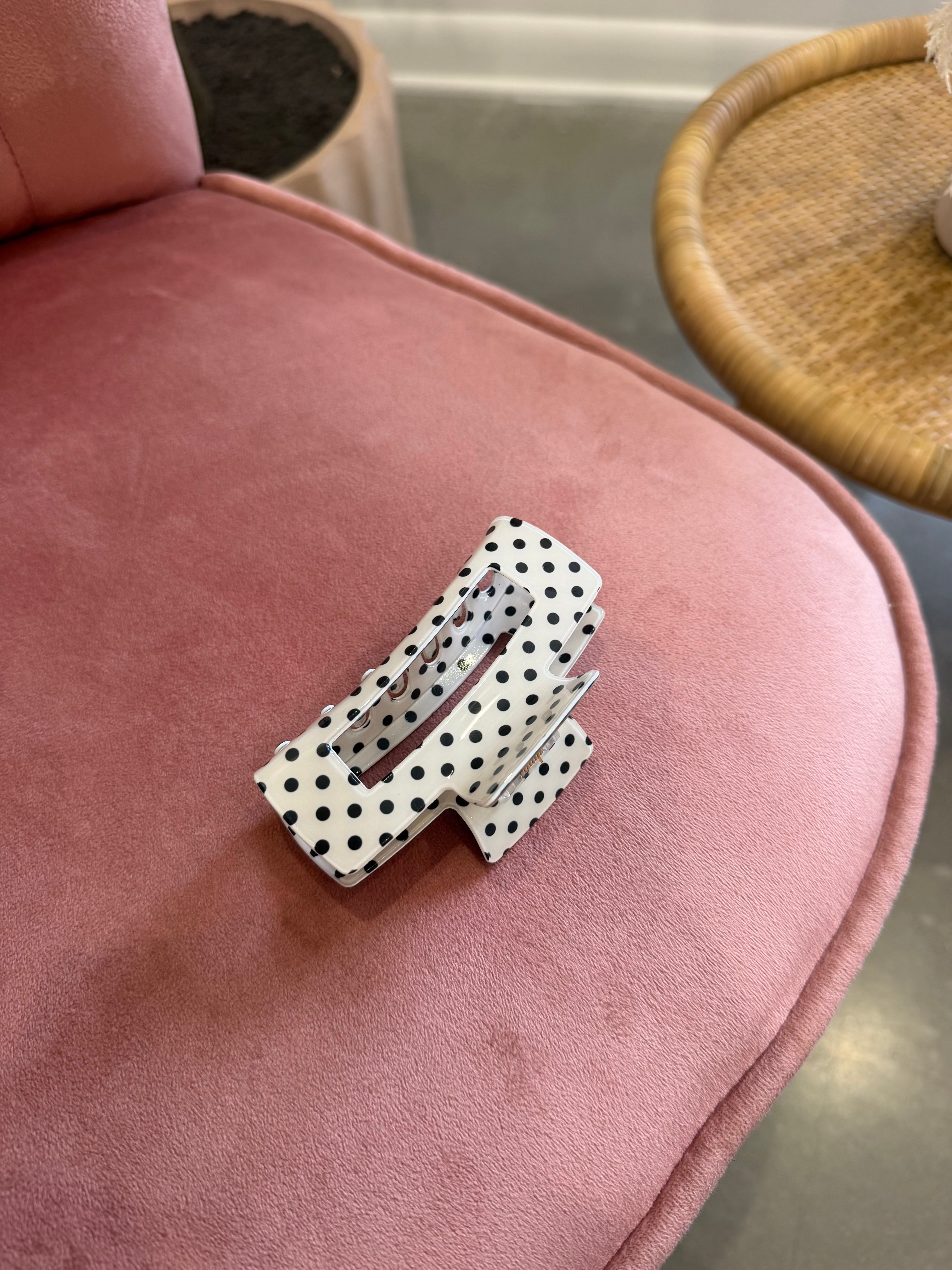 Polka Dot Claw Clip | Off White