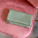 Woven Front Flap Clutch | Sage Green