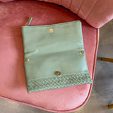 Woven Front Flap Clutch | Sage Green