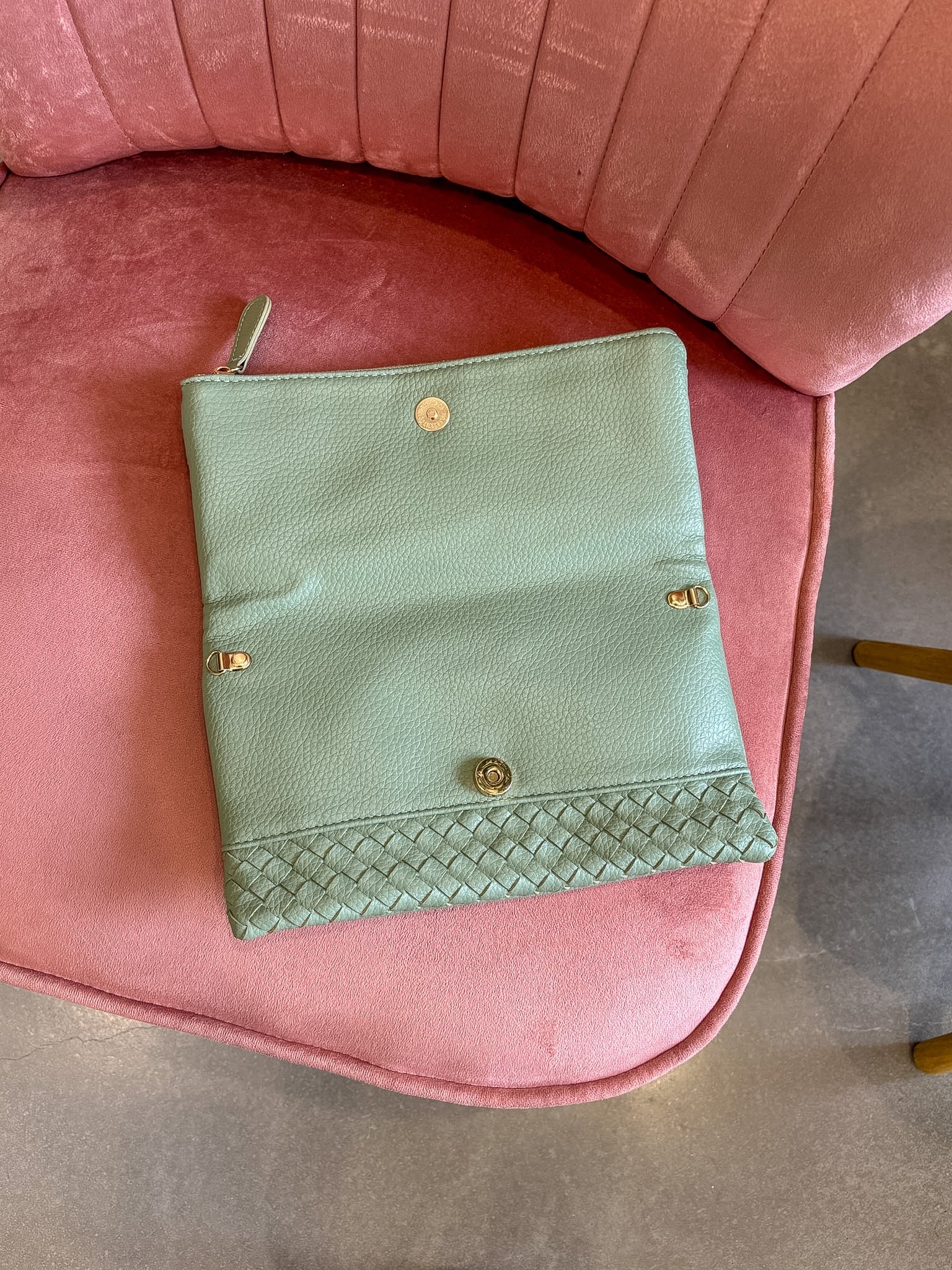 Woven Front Flap Clutch | Sage Green
