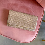 Woven Front Flap Clutch | Stone