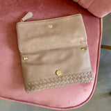 Woven Front Flap Clutch | Stone