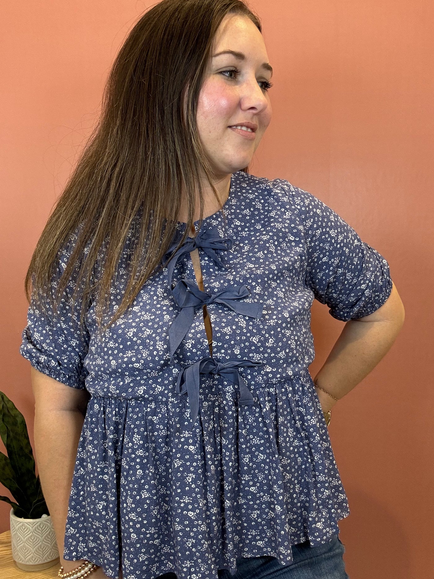 Lola Floral Bow Tie Top