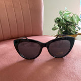 Cateye Frame Sunglasses | Black with Black Lenses