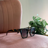 Square Frame Sunglasses | Tortoise Brown with Black Lenses