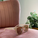 Square Frame Sunglasses | Clear Brown with Brown Lenses