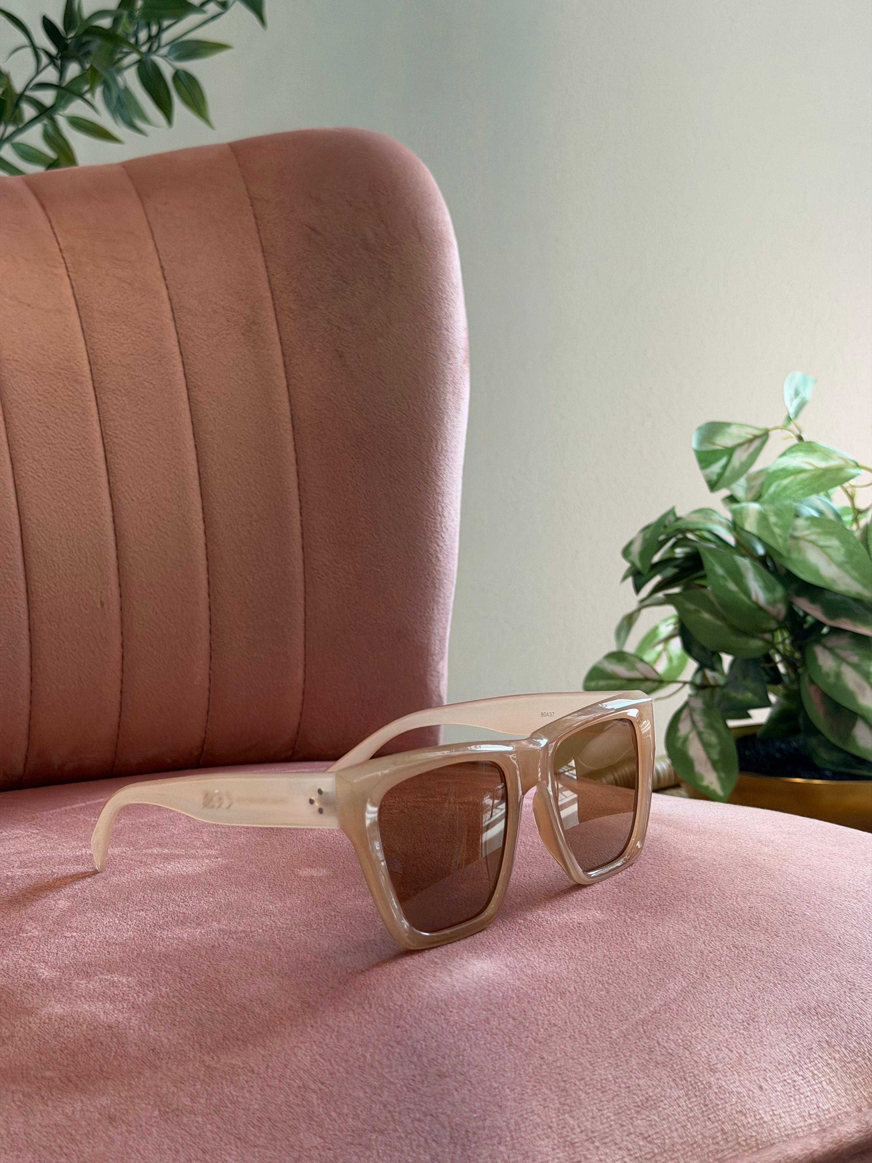 Square Frame Sunglasses | Clear Brown with Brown Lenses