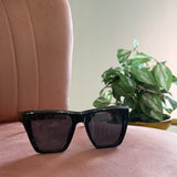 Square Frame Sunglasses | Black with Black Lenses