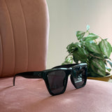 Square Frame Sunglasses | Black with Black Lenses