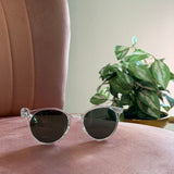 Round Frame Sunglasses | Clear with Black Lenses