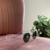 Round Frame Sunglasses | Clear with Black Lenses