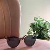 Round Frame Sunglasses | Clear Black with Black Lenses