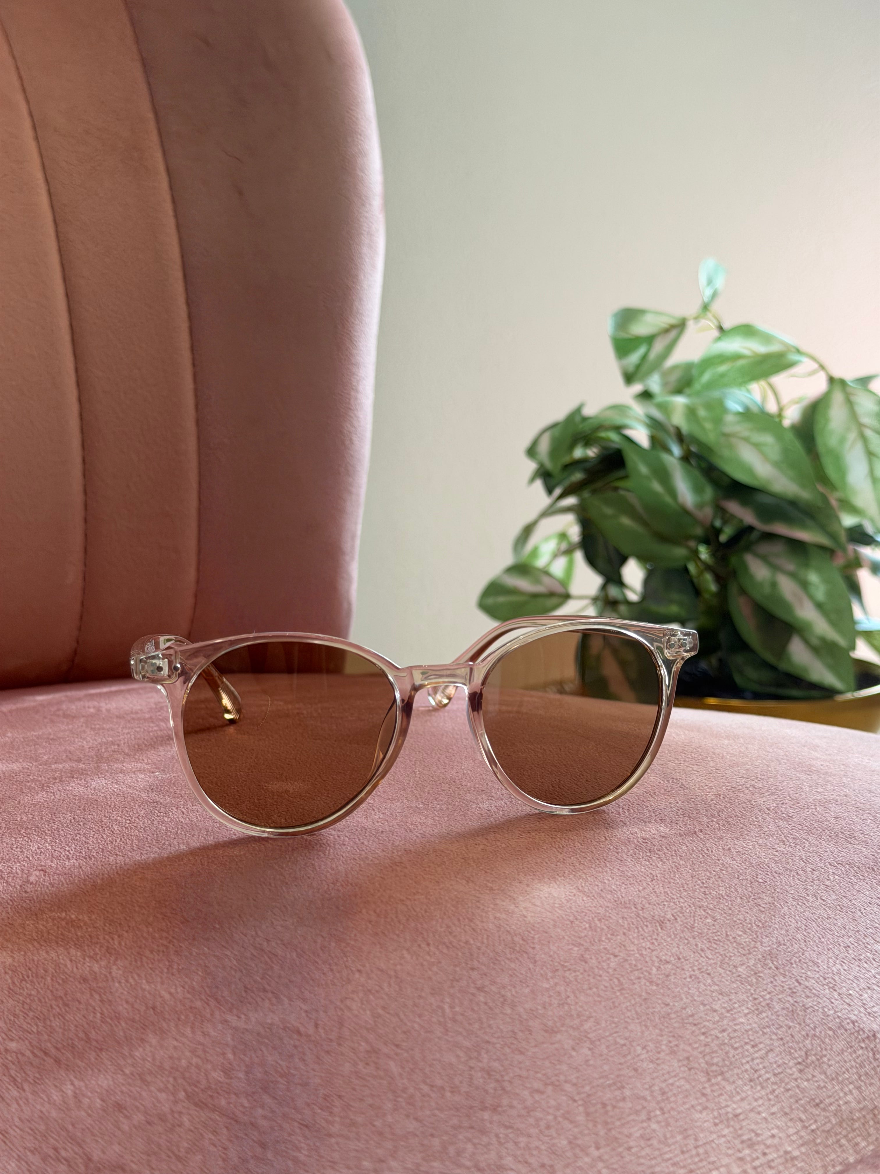Round Frame Sunglasses | Clear Brown
