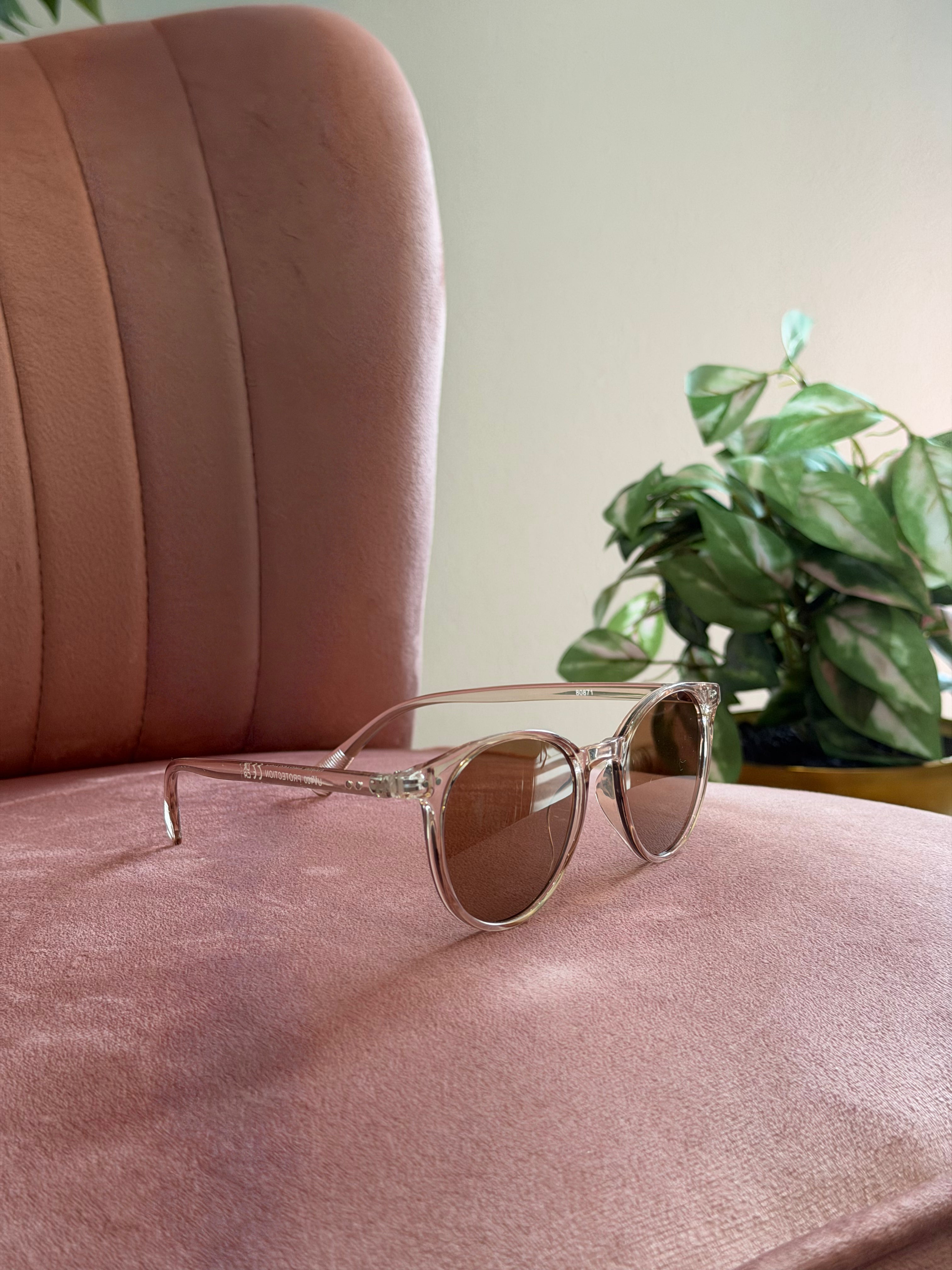 Round Frame Sunglasses | Clear Brown