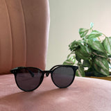 Round Frame Sunglasses | Black with Black Lenses