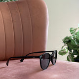 Round Frame Sunglasses | Black with Black Lenses