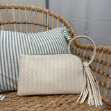 Woven Fringe Cuff Handle Clutch Bag | Ivory