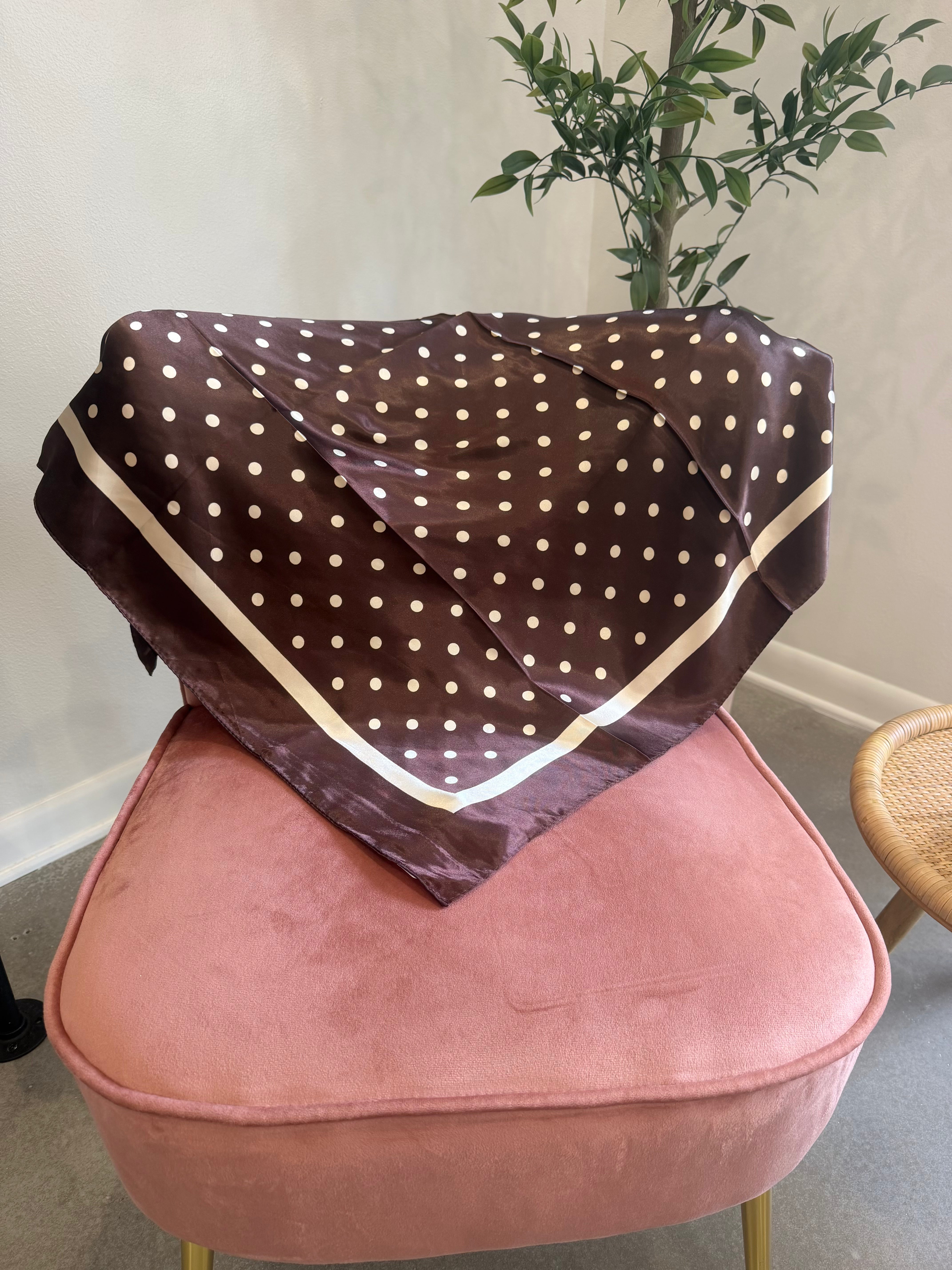 Bandana Scarf | Brown Polka Dots