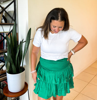 Tatum Ruffle Mini Skort | Green