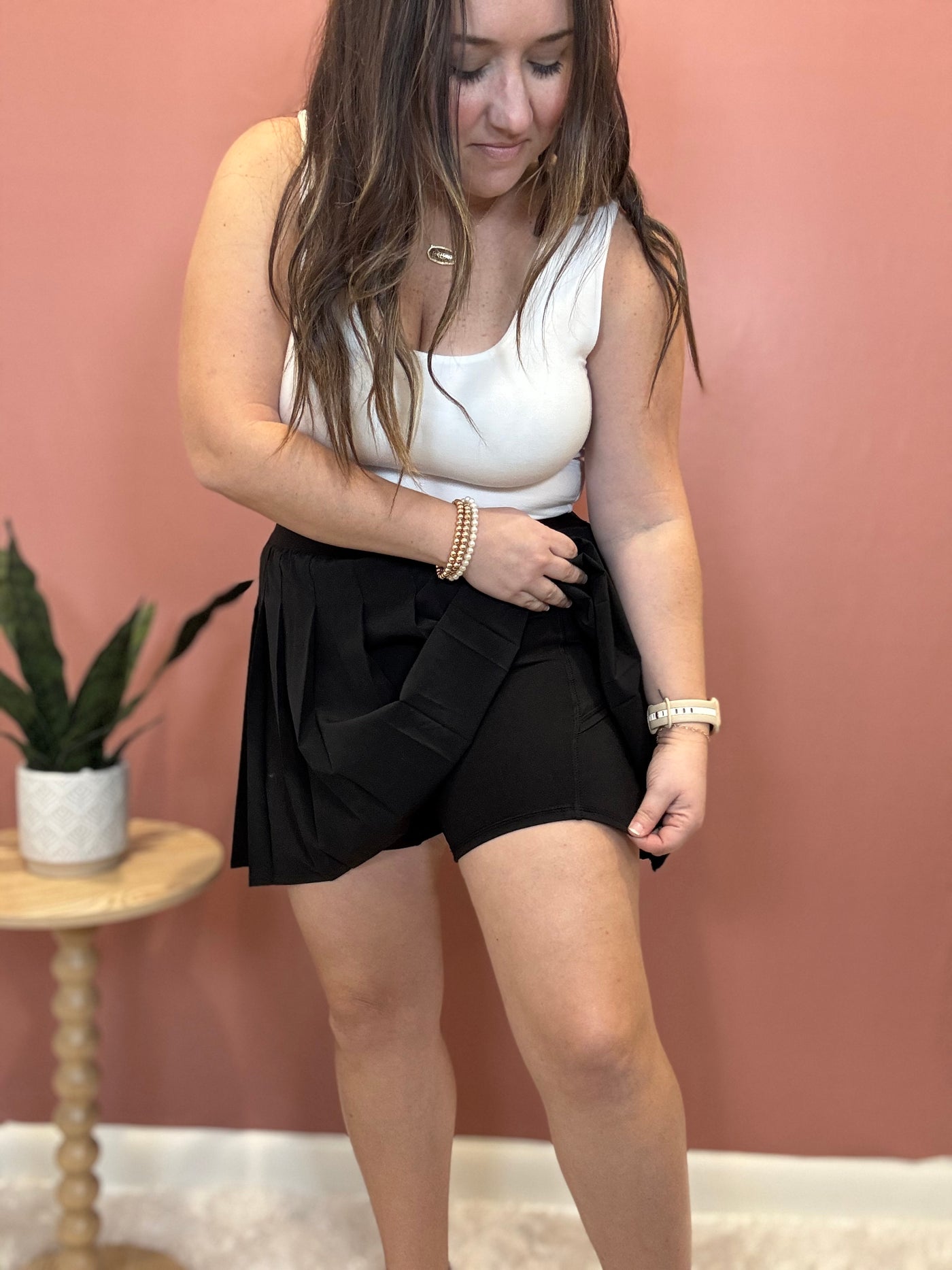 Pleated Tennis Skort | Black