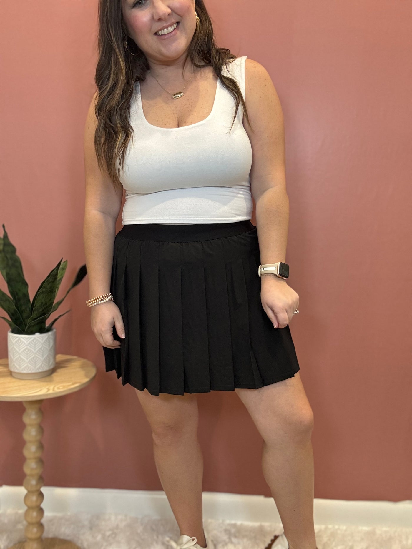 Pleated Tennis Skort | Black