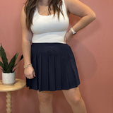 Pleated Tennis Skort | Navy
