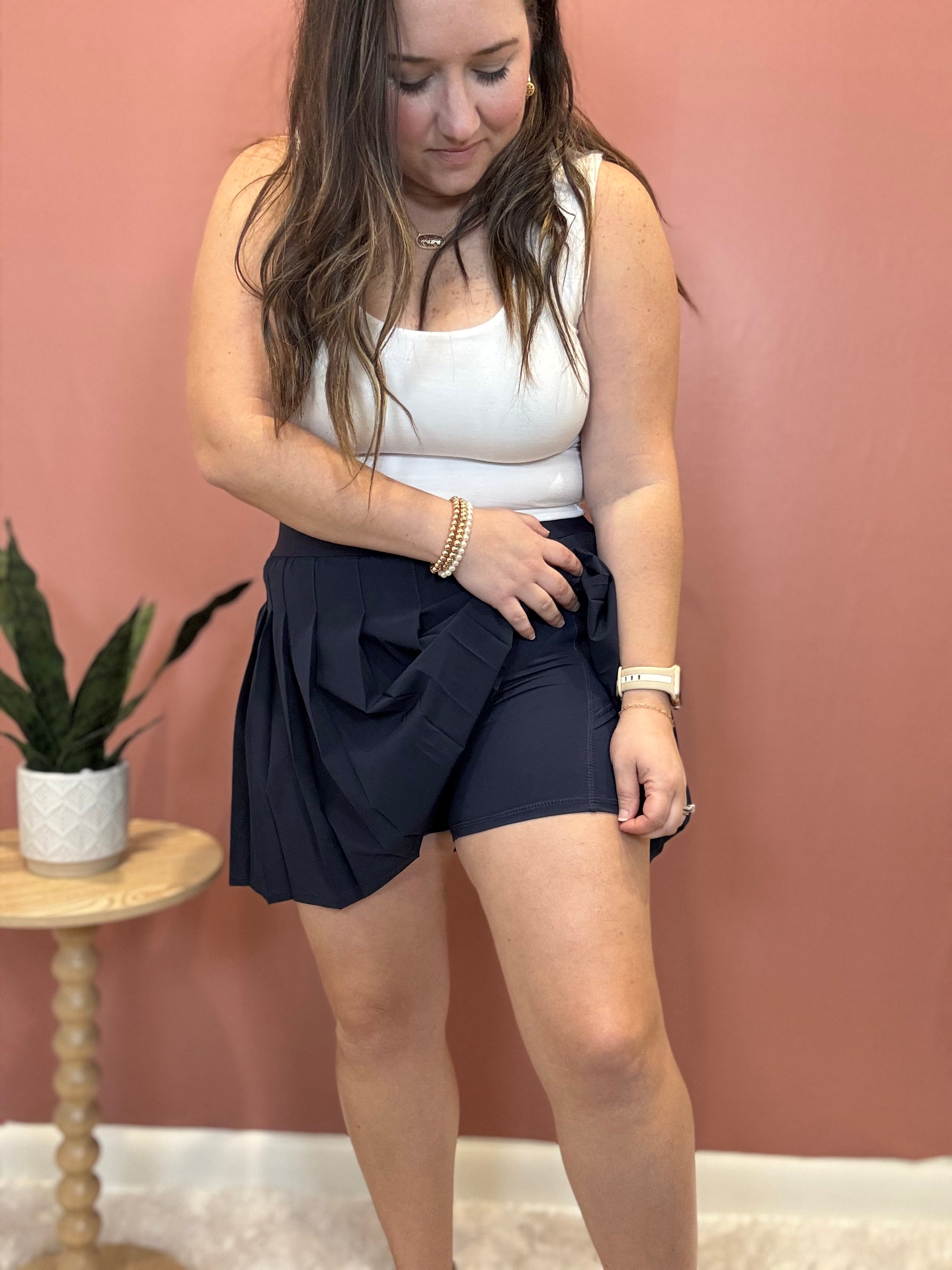 Pleated Tennis Skort | Navy